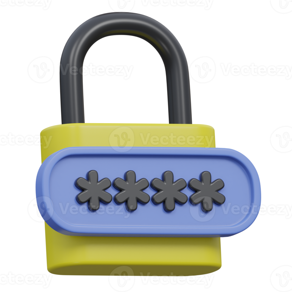 password 3d render icon illustration with transparent background, cyber security png