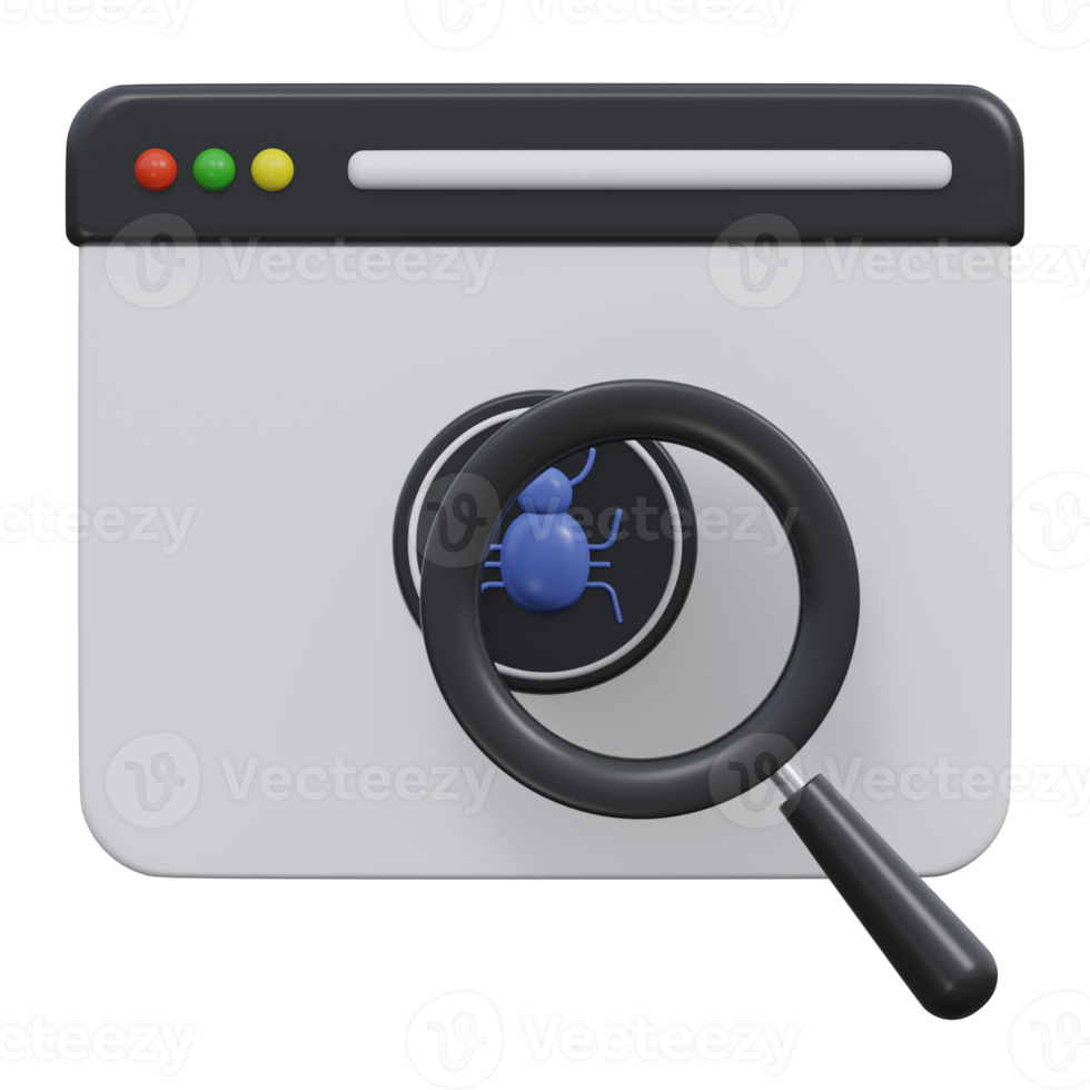 Scannen Virus 3d machen Symbol Illustration mit transparent Hintergrund, Cyber Sicherheit png