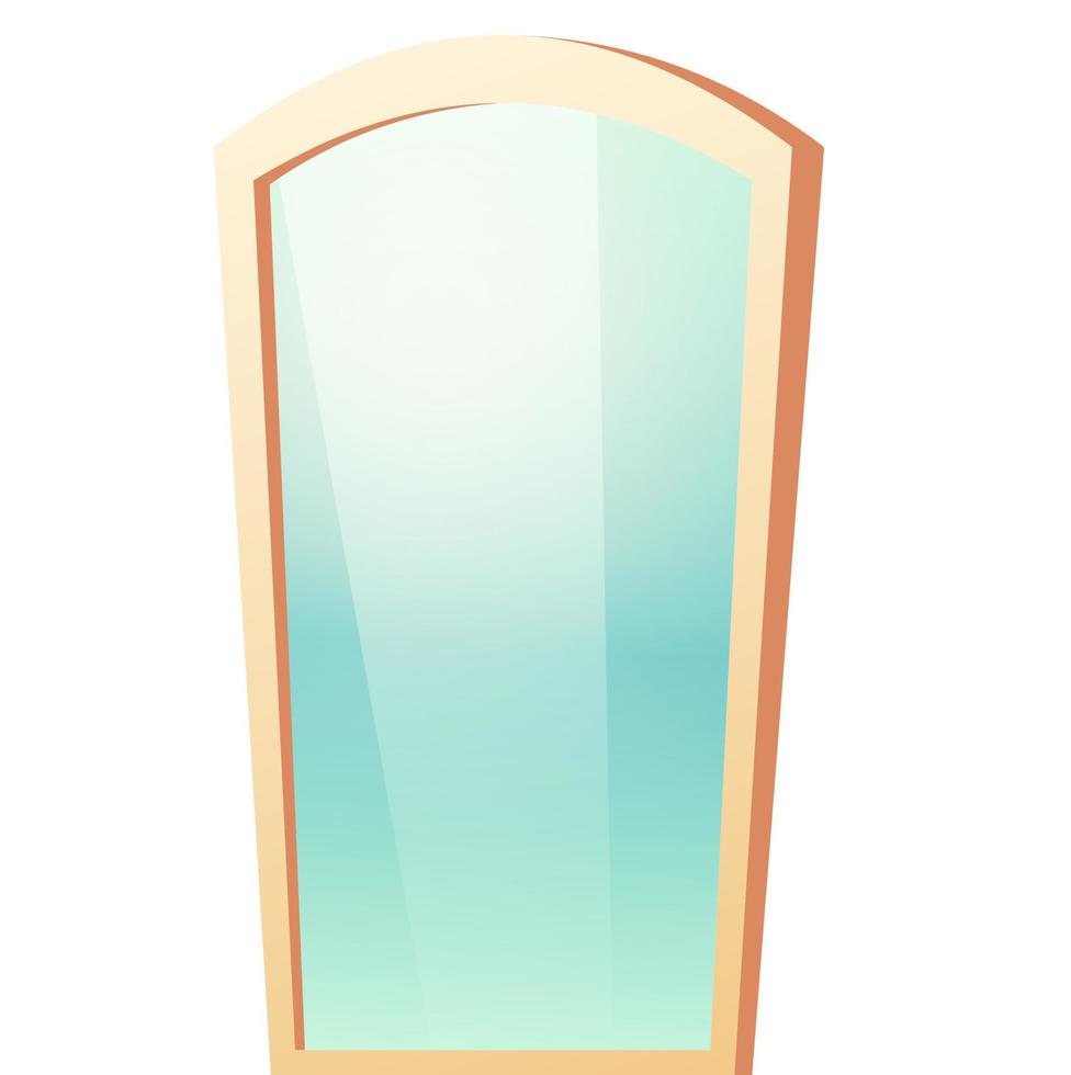 Vector cartoon mirror in beige plastic frame