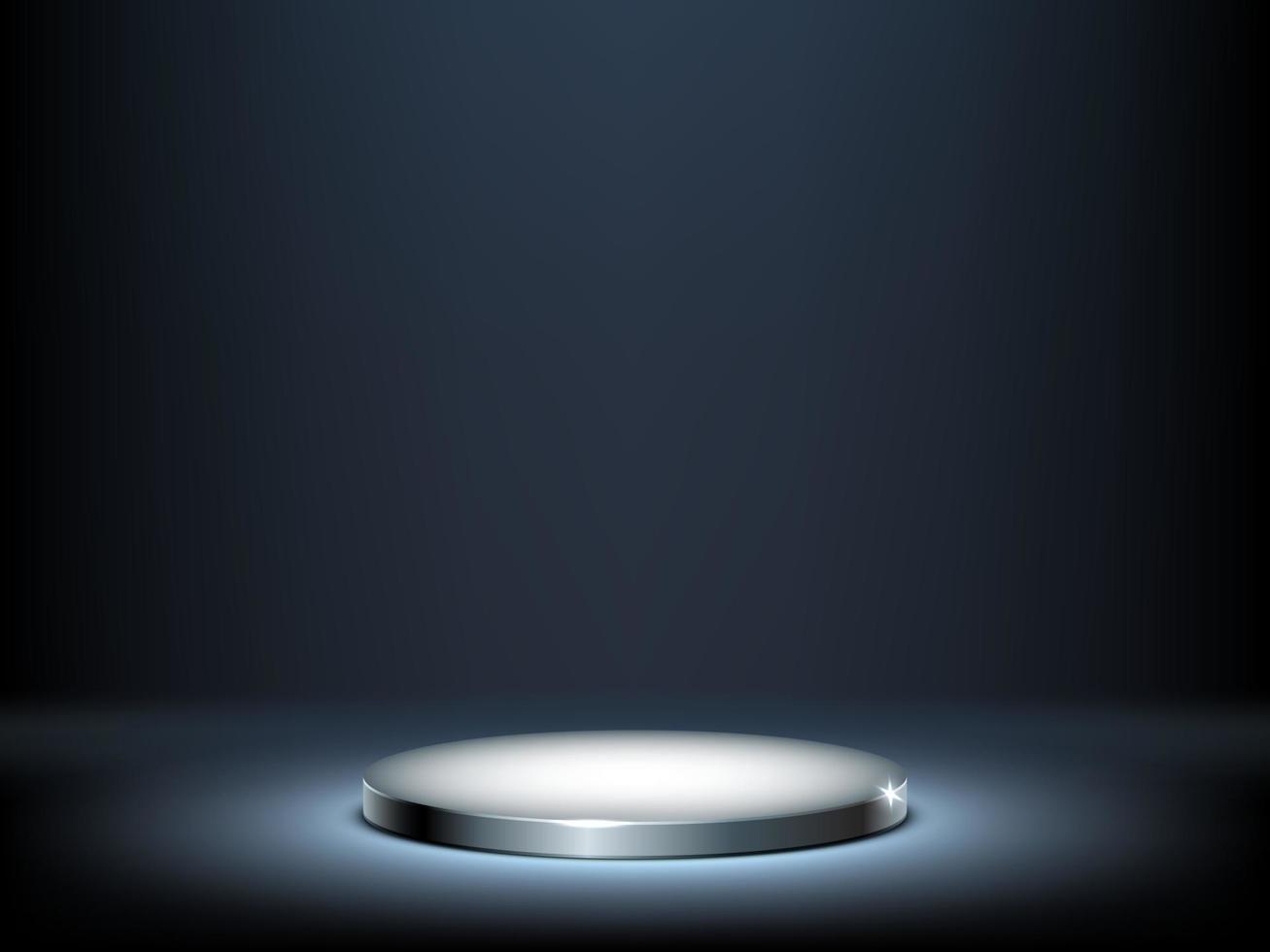 Round podium, illuminated metal pedestal vector