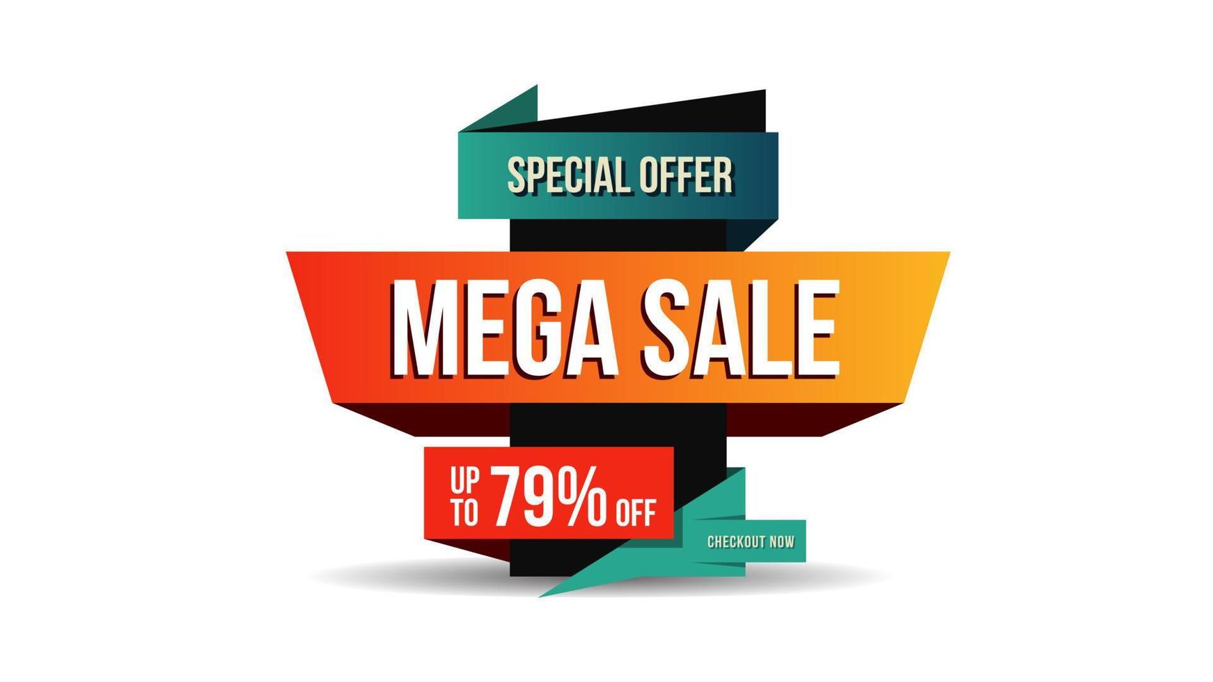Mega sale special offer. Paper style creative promotion template design for banner, poster, brochure vector
