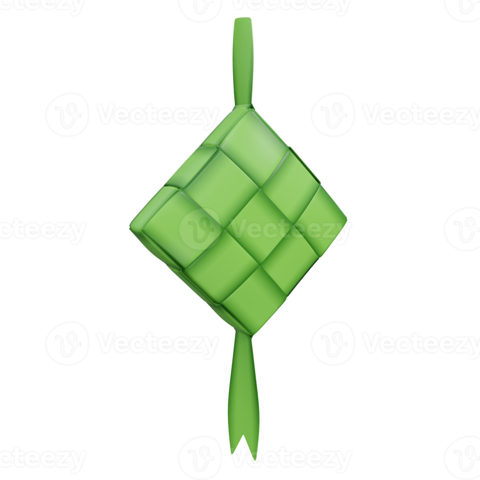 ketupat 3d render icon illustration with transparent background, ramadan png