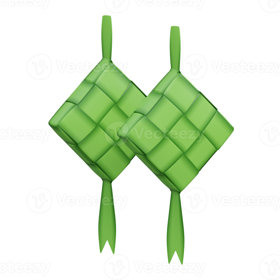 ketupat 3d render icon illustration with transparent background, ramadan png