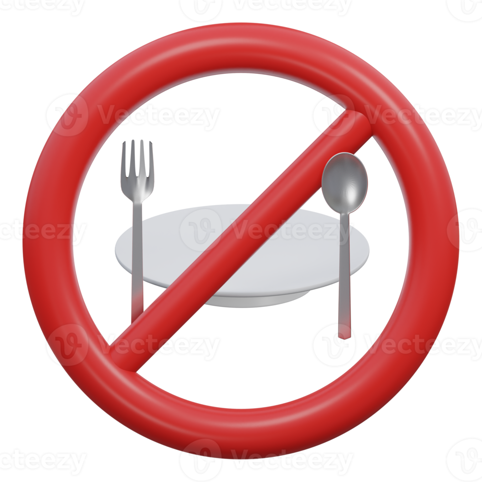 no eat 3d render icon illustration with transparent background, ramadan png