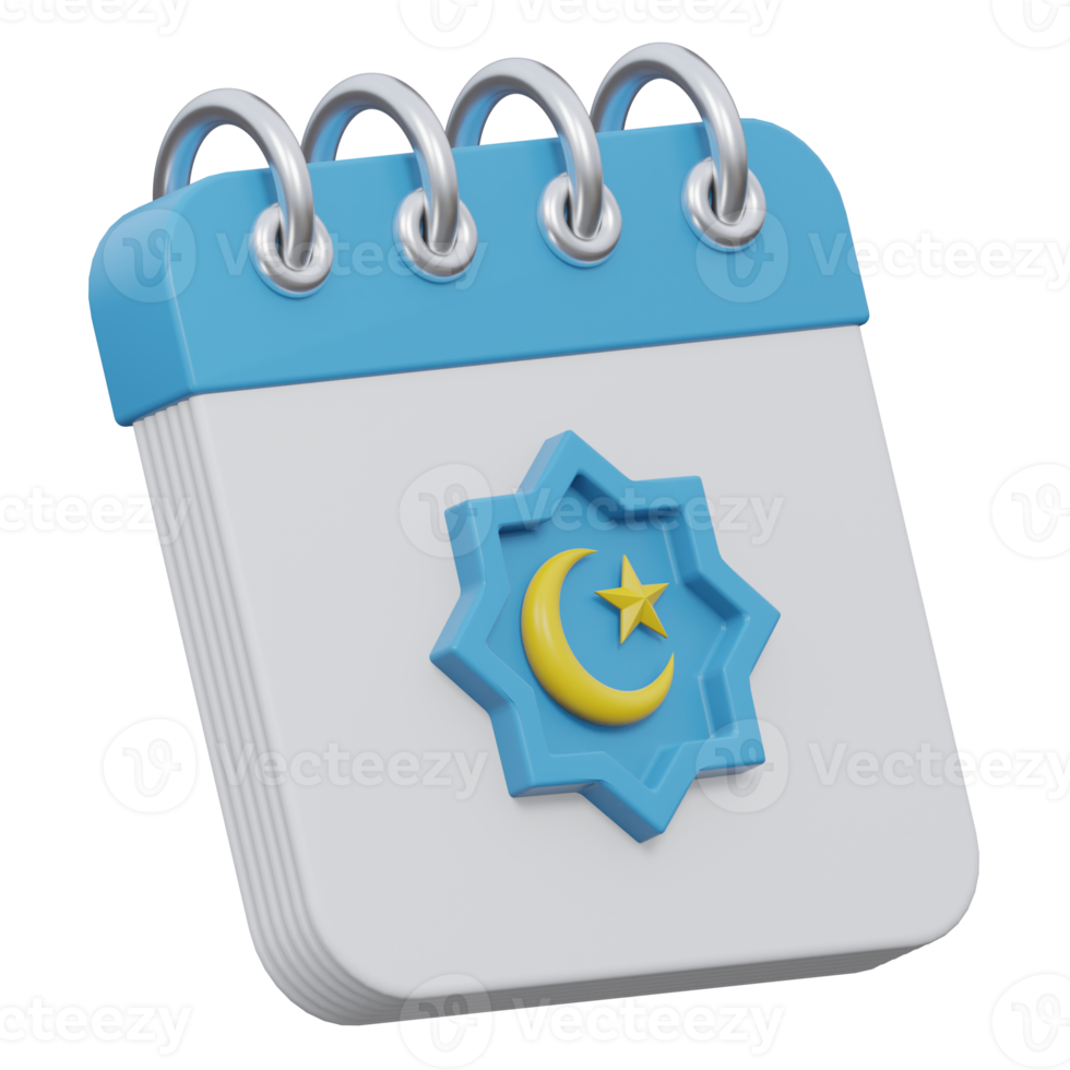 ramadan calendar 3d render icon illustration with transparent background, ramadan png