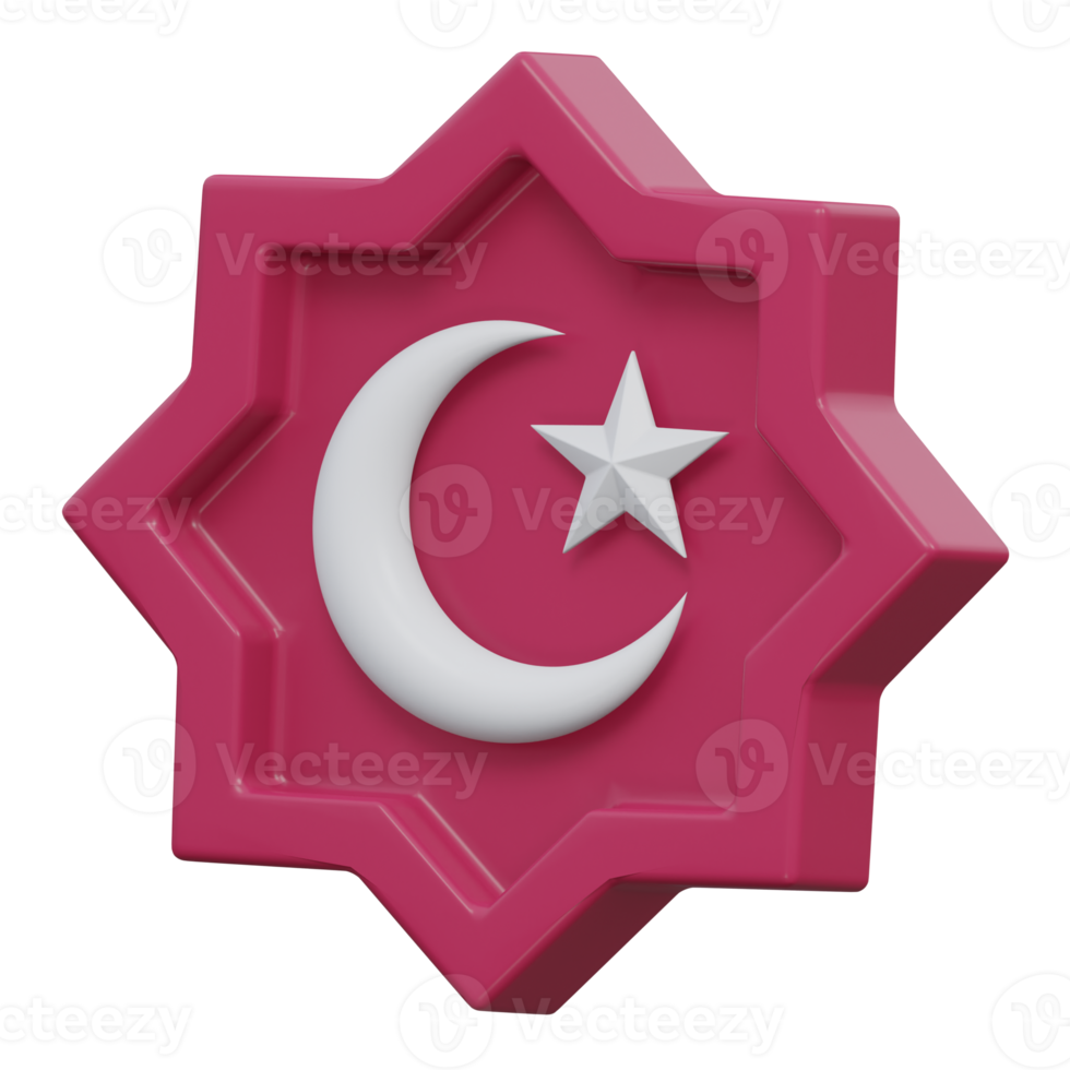 islamic ornament 3d render icon illustration with transparent background, ramadan png