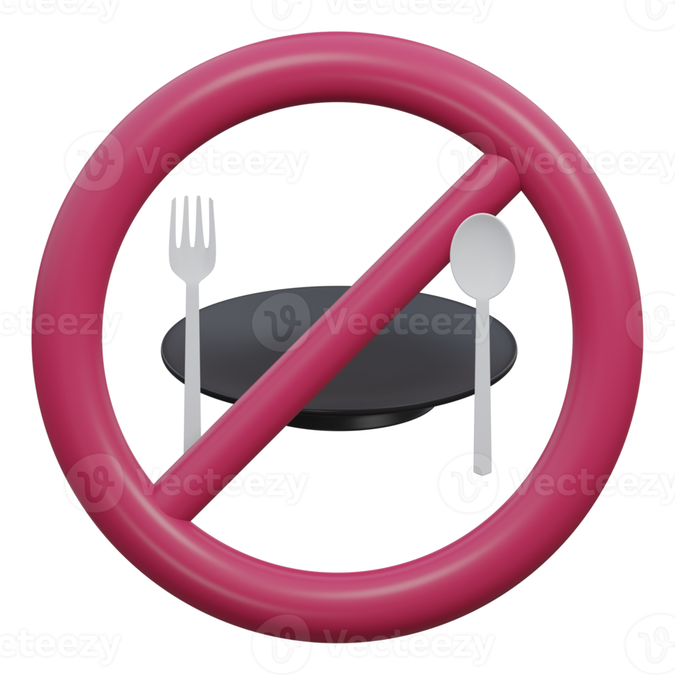 no eat 3d render icon illustration with transparent background, ramadan png