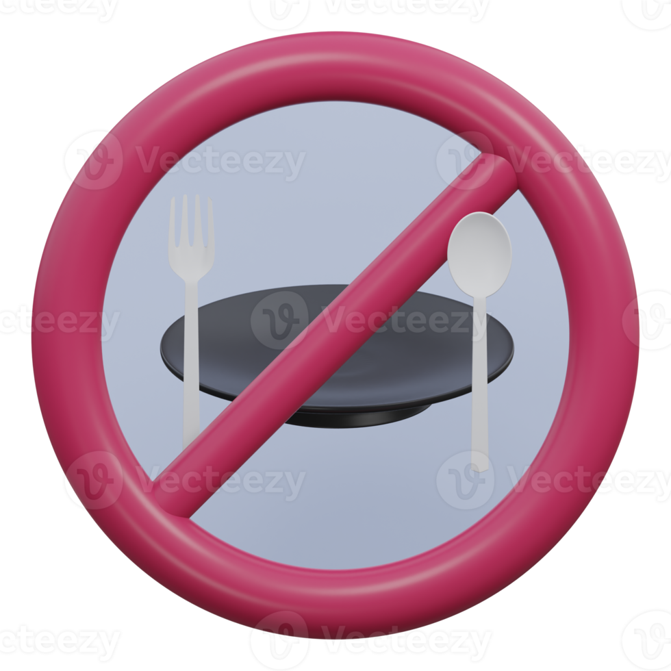 no eat 3d render icon illustration with transparent background, ramadan png