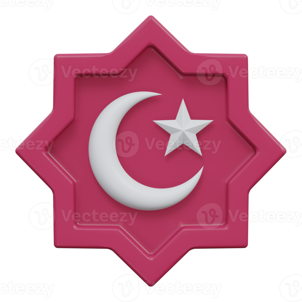 islamic ornament 3d render icon illustration with transparent background, ramadan png