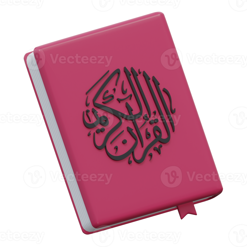 quran book 3d render icon illustration with transparent background, ramadan png