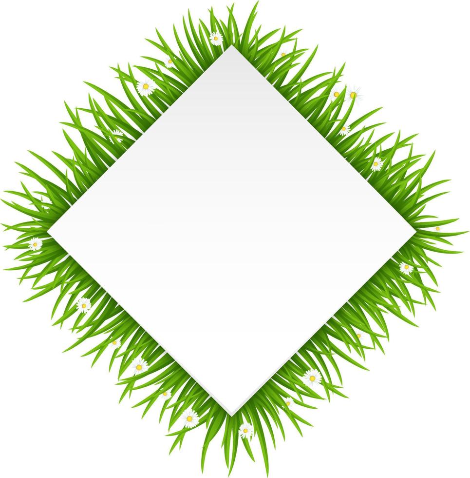 Rectangle frame banner made of grass or fur isolated on white background. Rectangle banner design concept for text design. Vector illustration