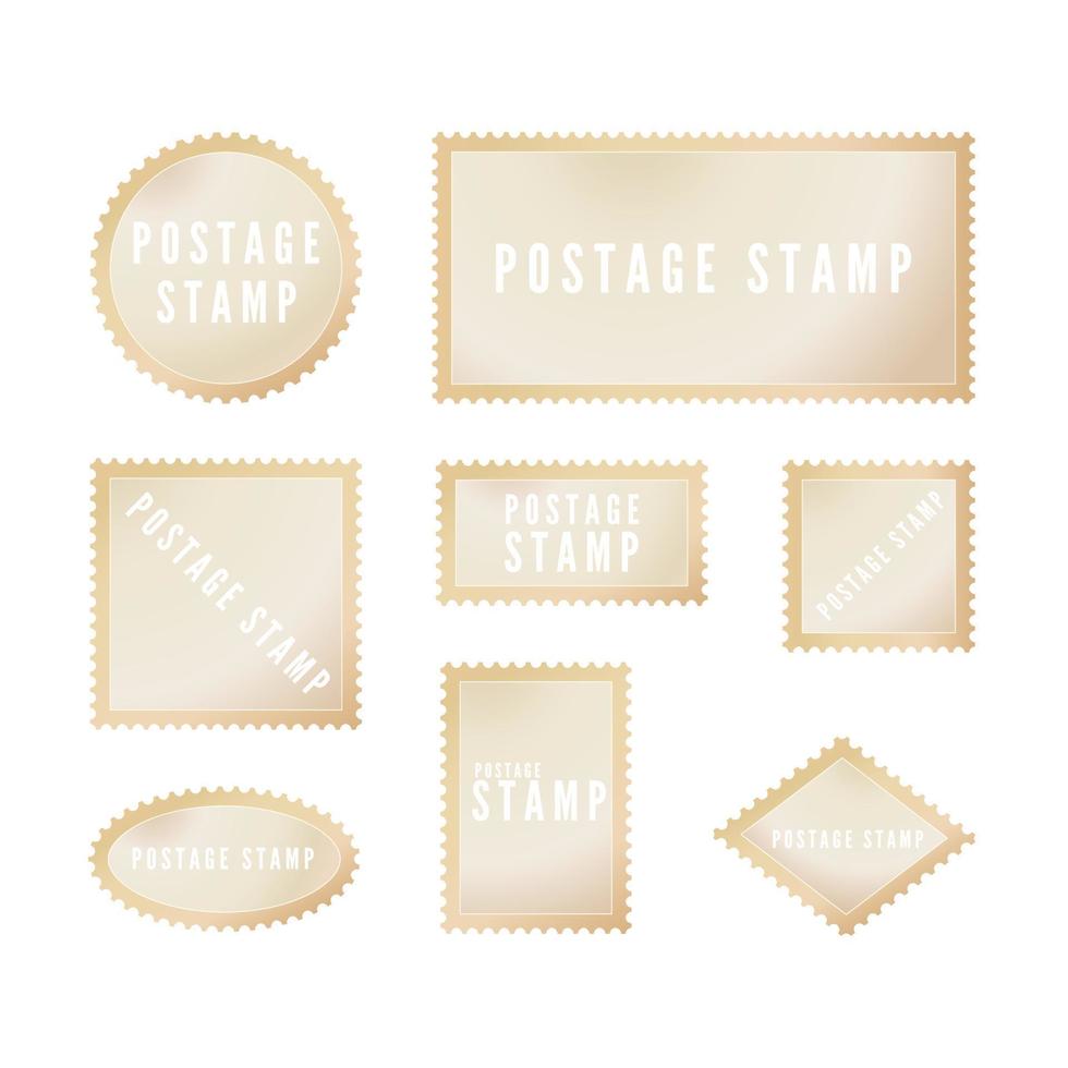 Retro postal stamp template with shadow. Blank postage stamp with