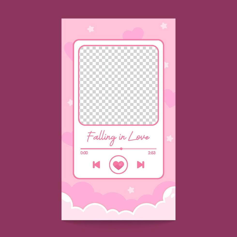 cute music play with blank frame for album photo template vector design