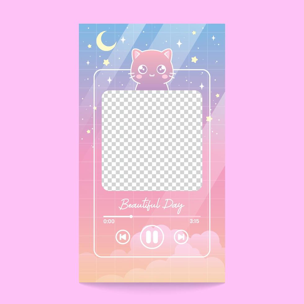 cute music play with blank frame for album photo template vector design