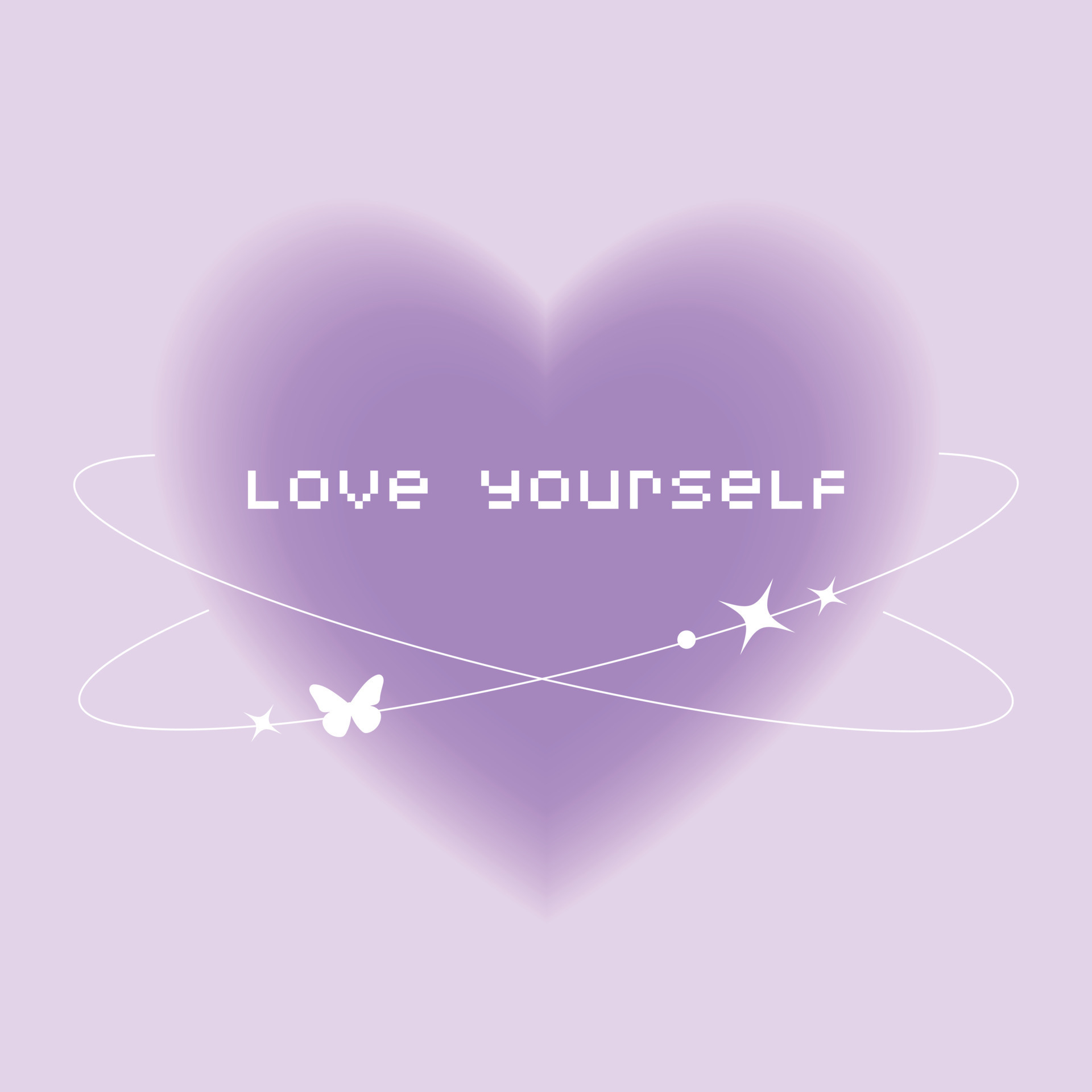 Blurry purple heart aura aesthetic element with linear form and sparkle