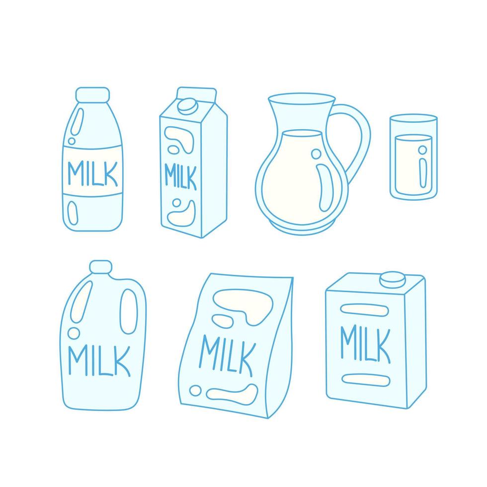 Milk Dairy Products doodle set vector