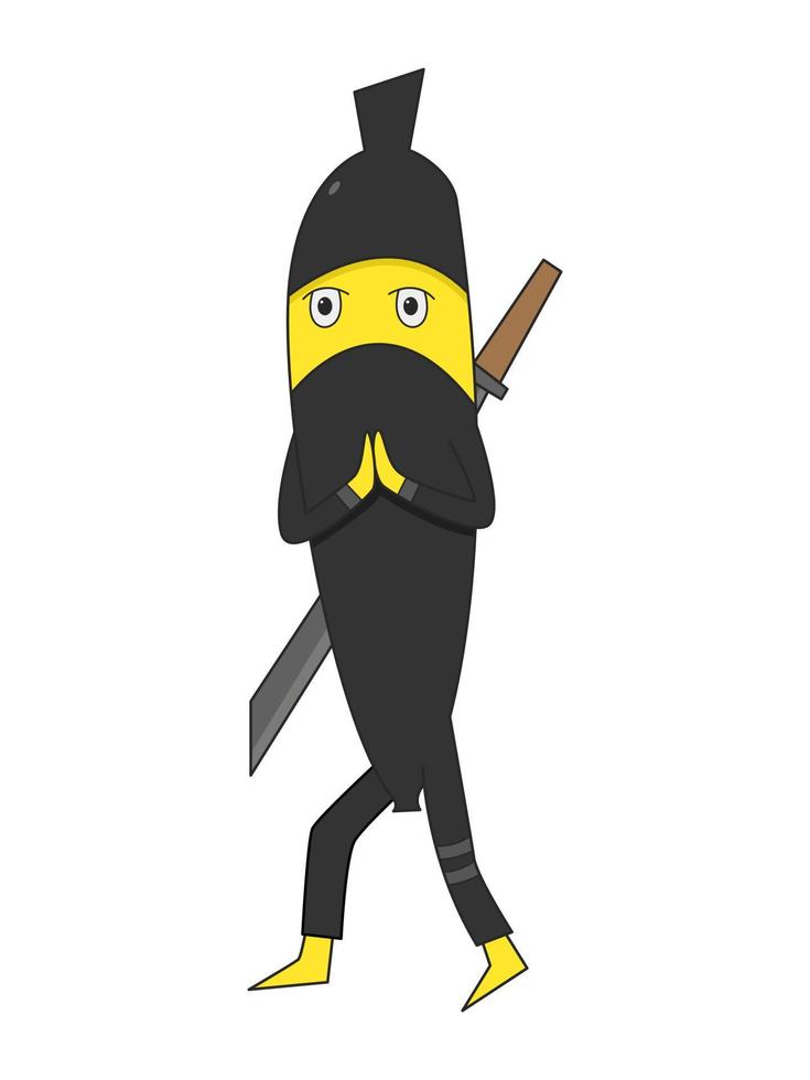 very kawaii ninja banana vector illustration