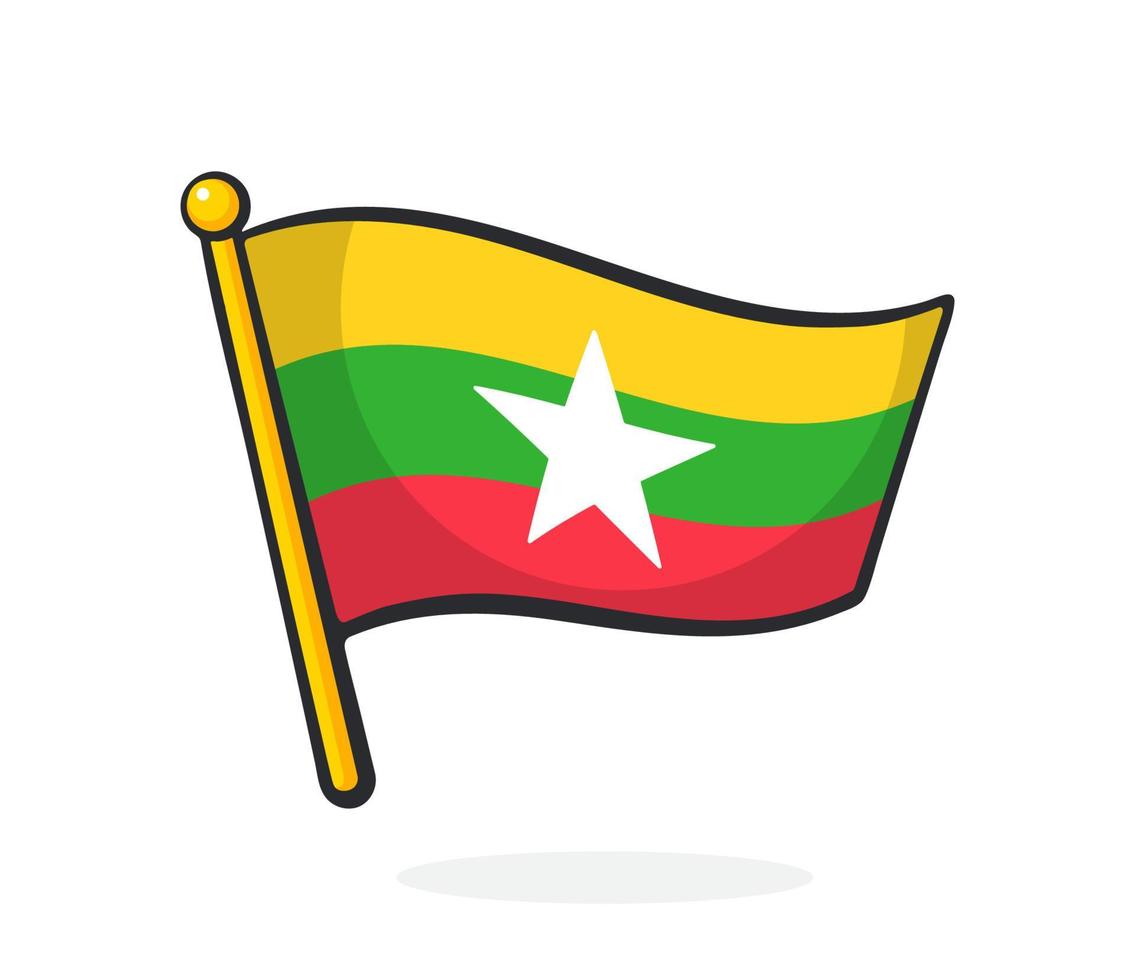 Cartoon illustration of flag of Myanmar vector