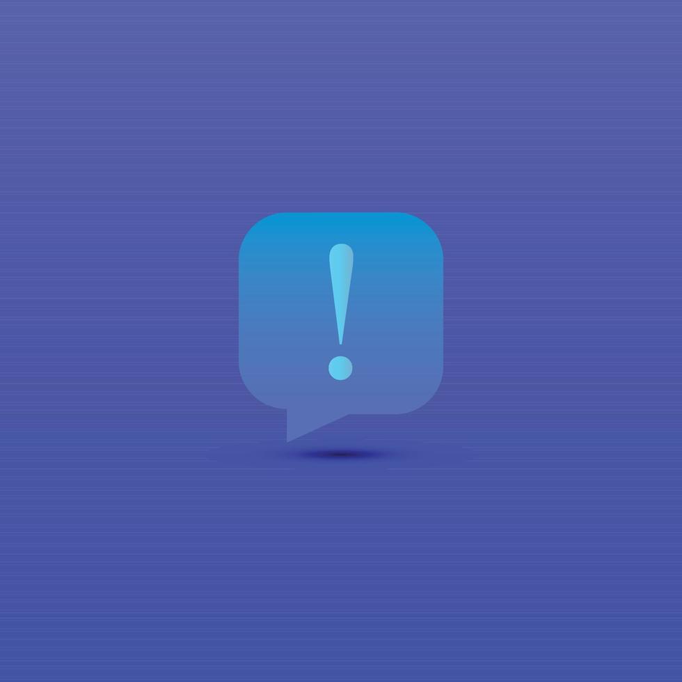 3d Warning icon speech gradient blue vector