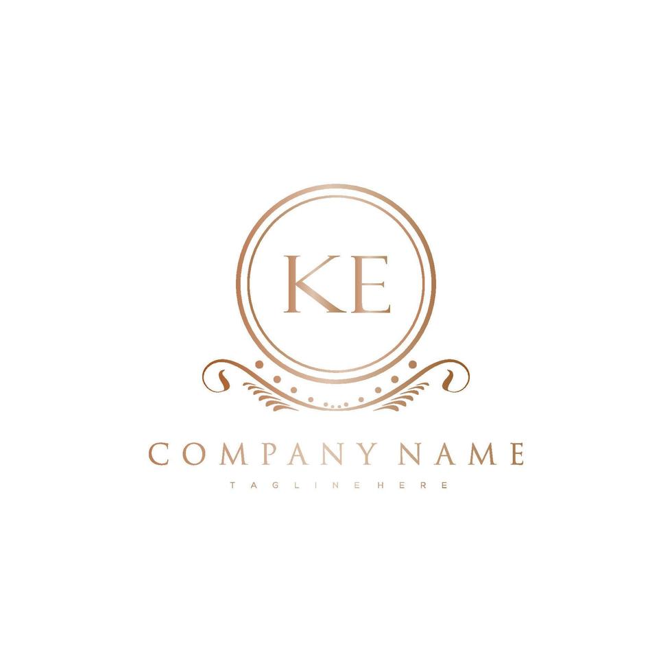 KE Letter Initial with Royal Luxury Logo Template vector