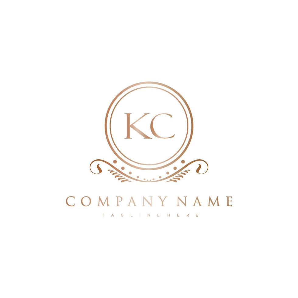 KC Letter Initial with Royal Luxury Logo Template vector