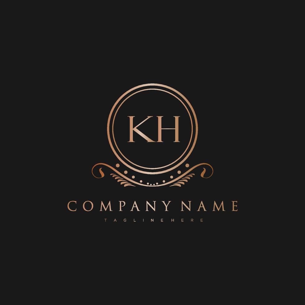 KH Letter Initial with Royal Luxury Logo Template vector