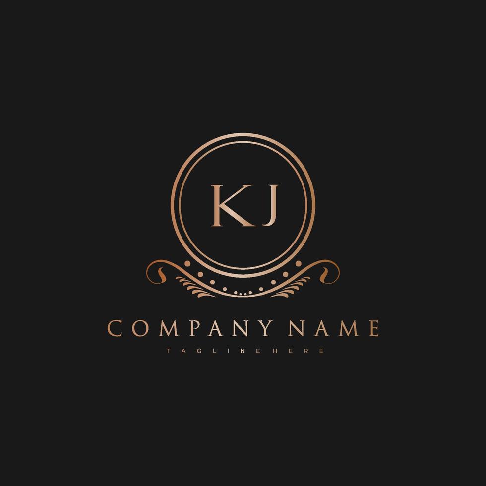 KJ Letter Initial with Royal Luxury Logo Template vector