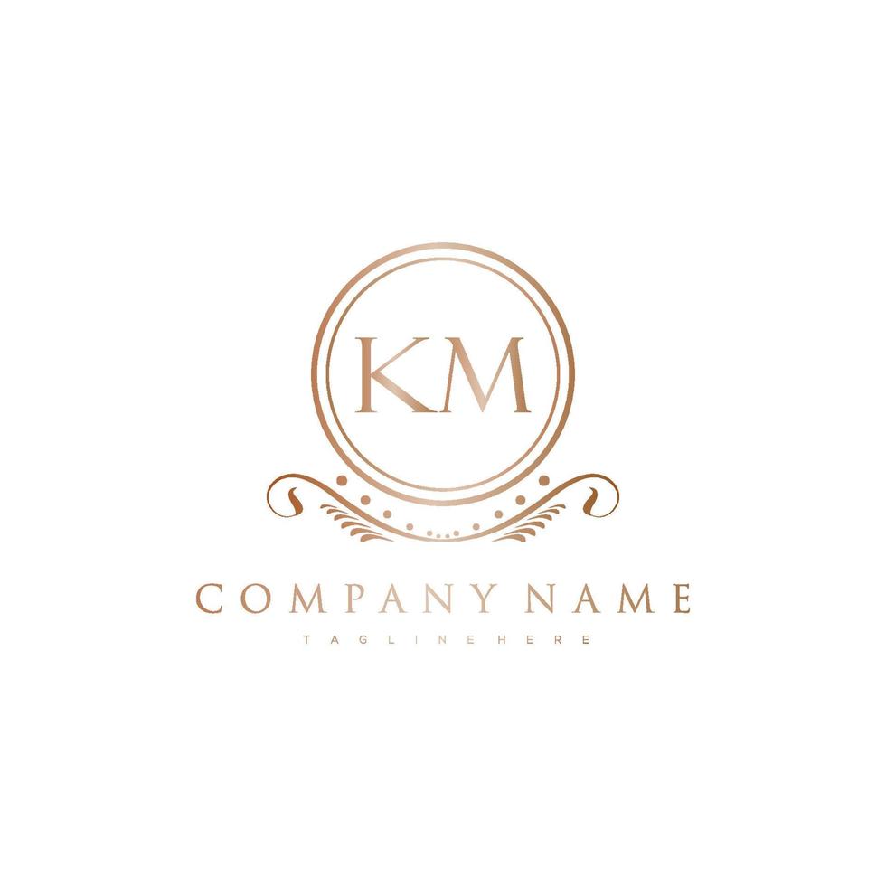 KM Letter Initial with Royal Luxury Logo Template vector
