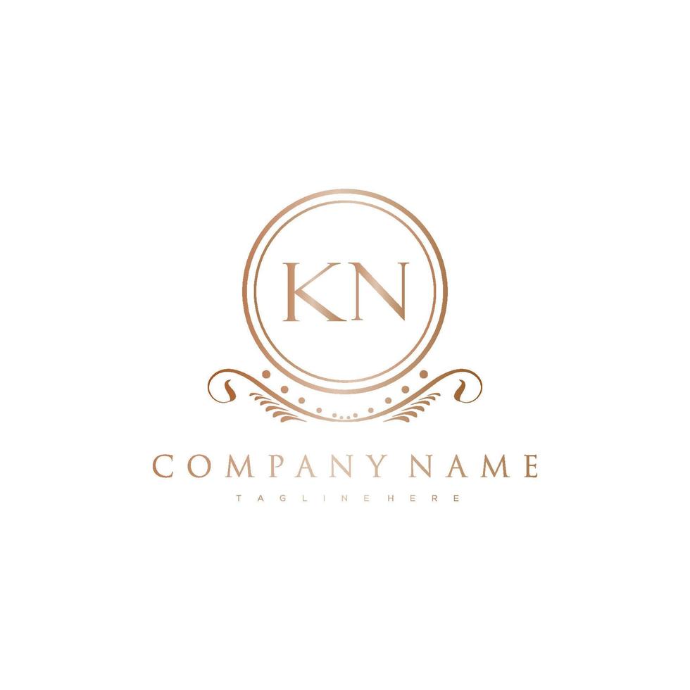 KN Letter Initial with Royal Luxury Logo Template vector