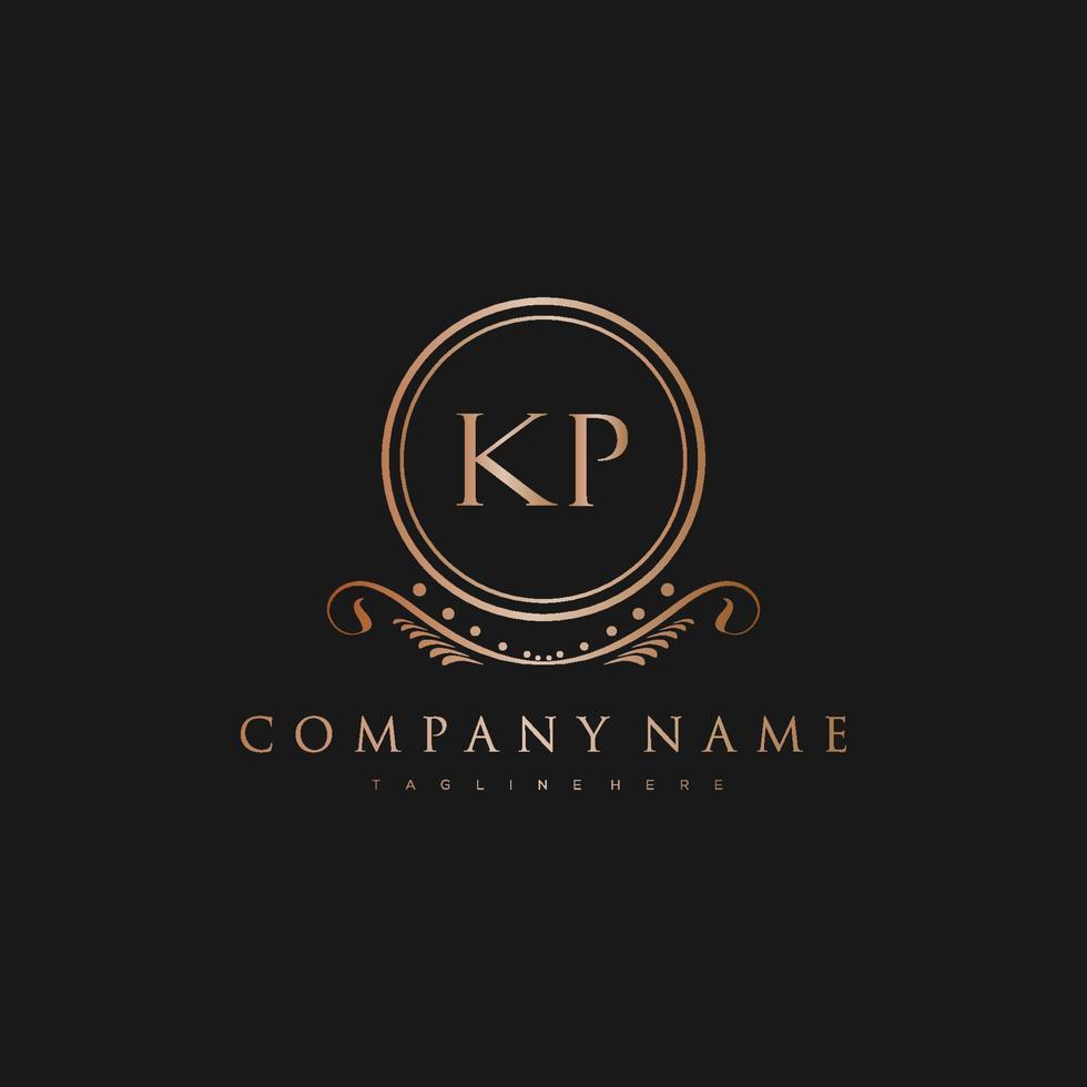 kp letra inicial con real lujo logo modelo vector
