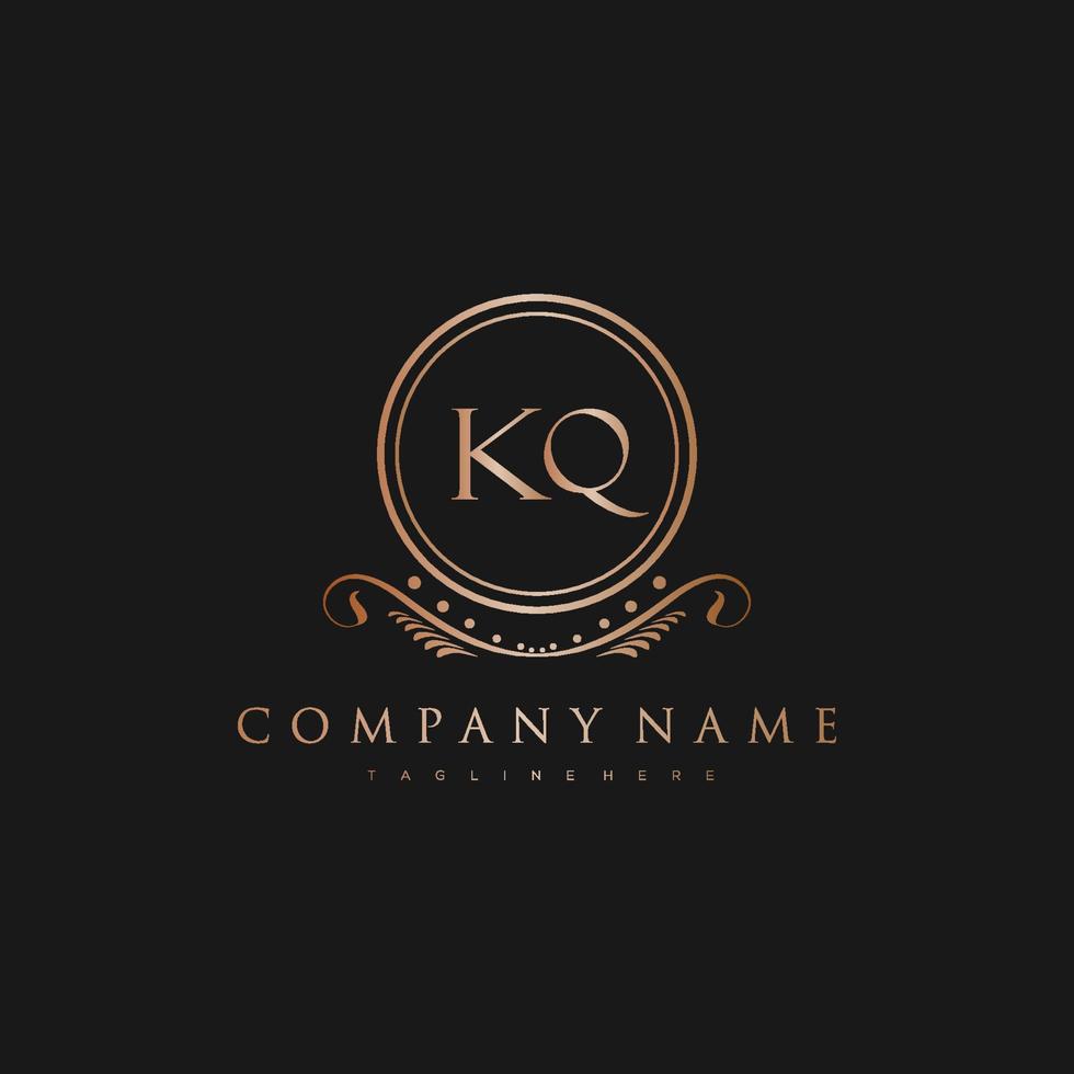 KQ Letter Initial with Royal Luxury Logo Template vector