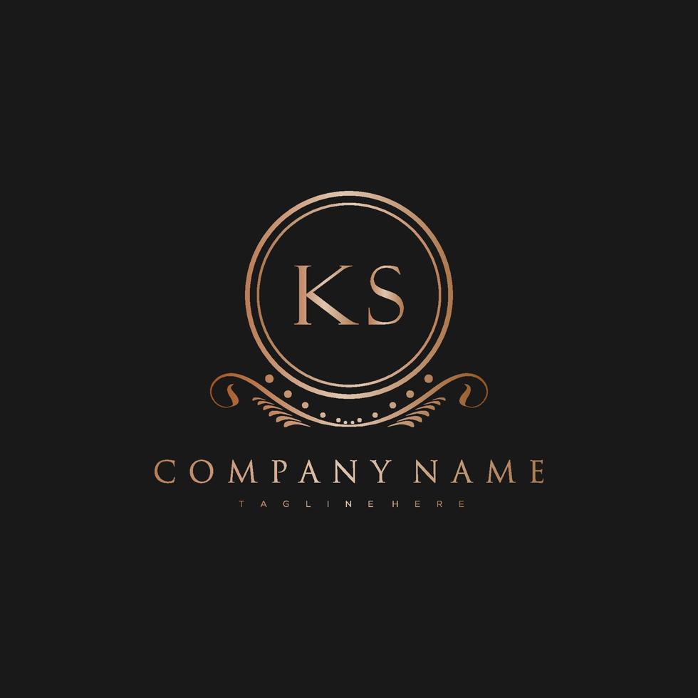 KS Letter Initial with Royal Luxury Logo Template vector