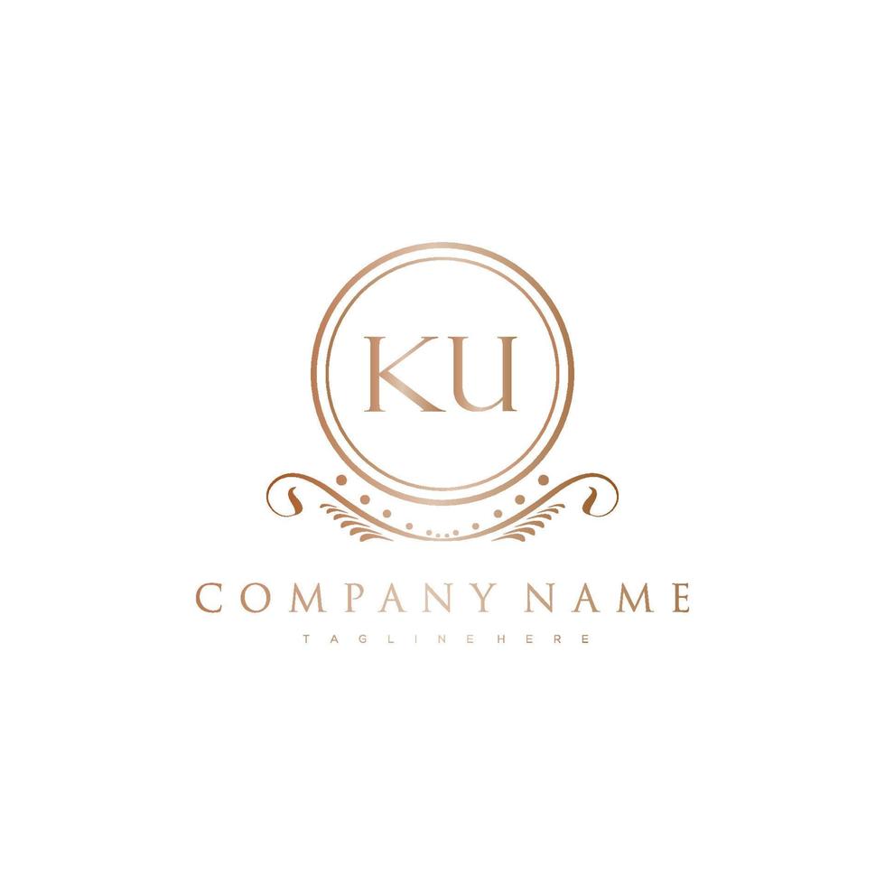 KU Letter Initial with Royal Luxury Logo Template vector