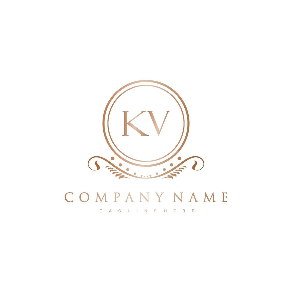 KV Letter Initial with Royal Luxury Logo Template vector