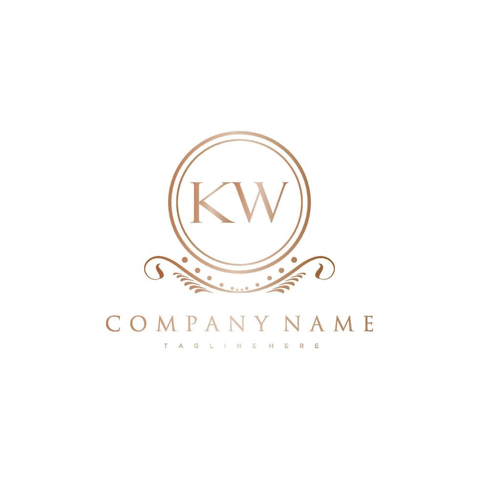 kw letra inicial con real lujo logo modelo vector