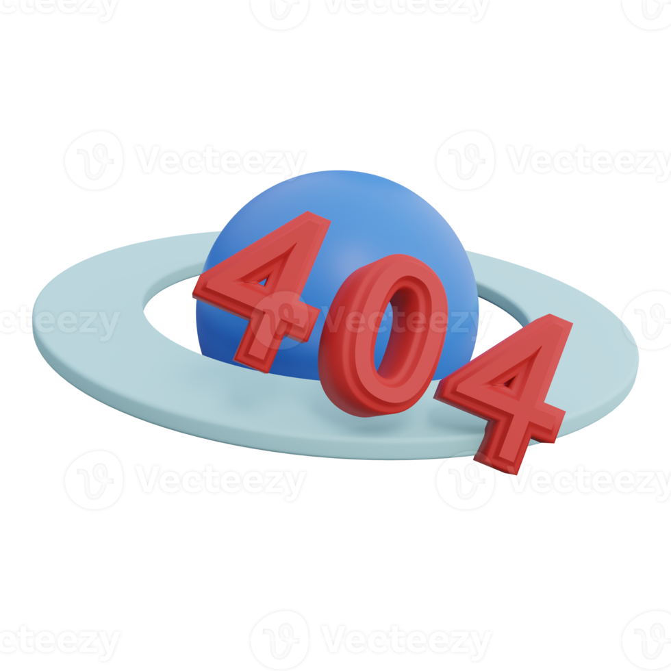 error 404 3d render icon illustration with transparent background, empty state png
