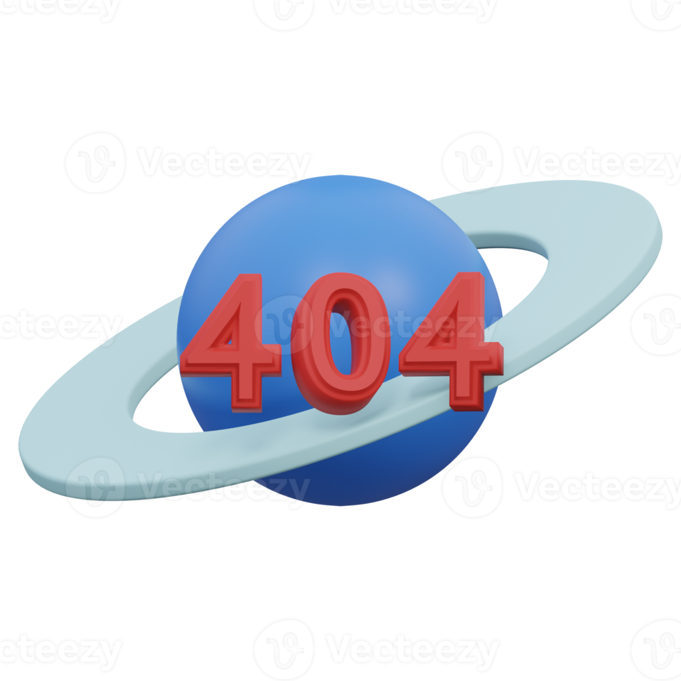 error 404 3d render icon illustration with transparent background, empty state png