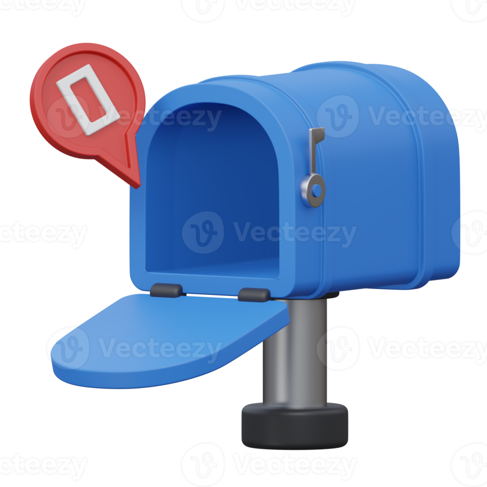 no inbox 3d render icon illustration with transparent background, empty state png