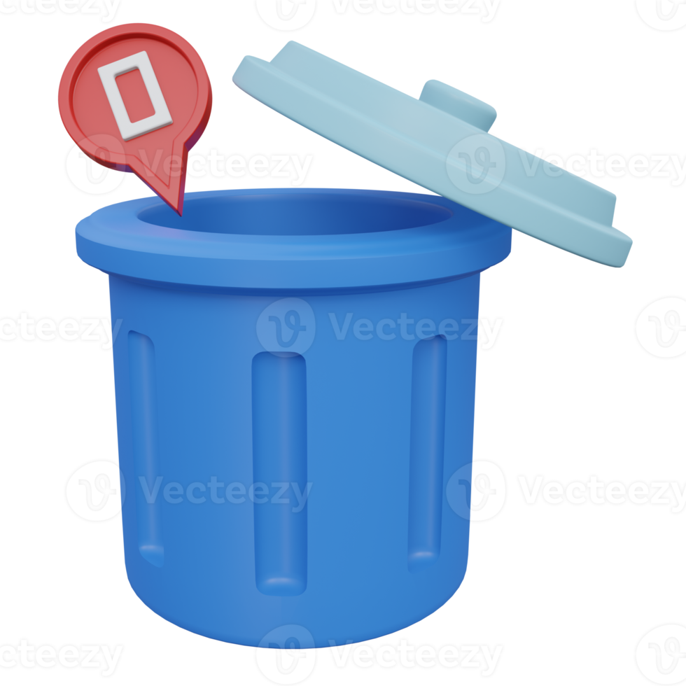 empty trash 3d render icon illustration with transparent background, empty state png