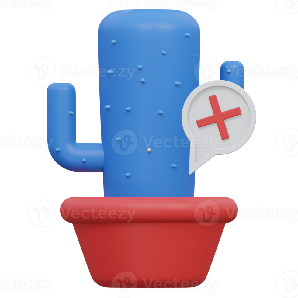 error cactus 3d render icon illustration with transparent background, empty state png