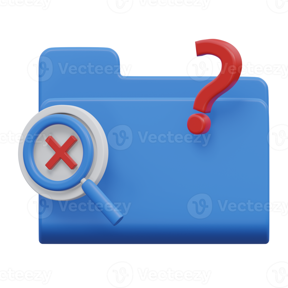 file not found 3d render icon illustration with transparent background, empty state png
