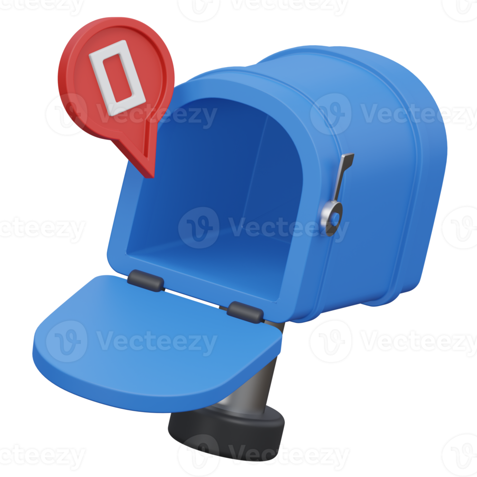 no inbox 3d render icon illustration with transparent background, empty state png