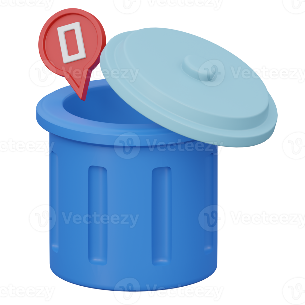 empty trash 3d render icon illustration with transparent background, empty state png