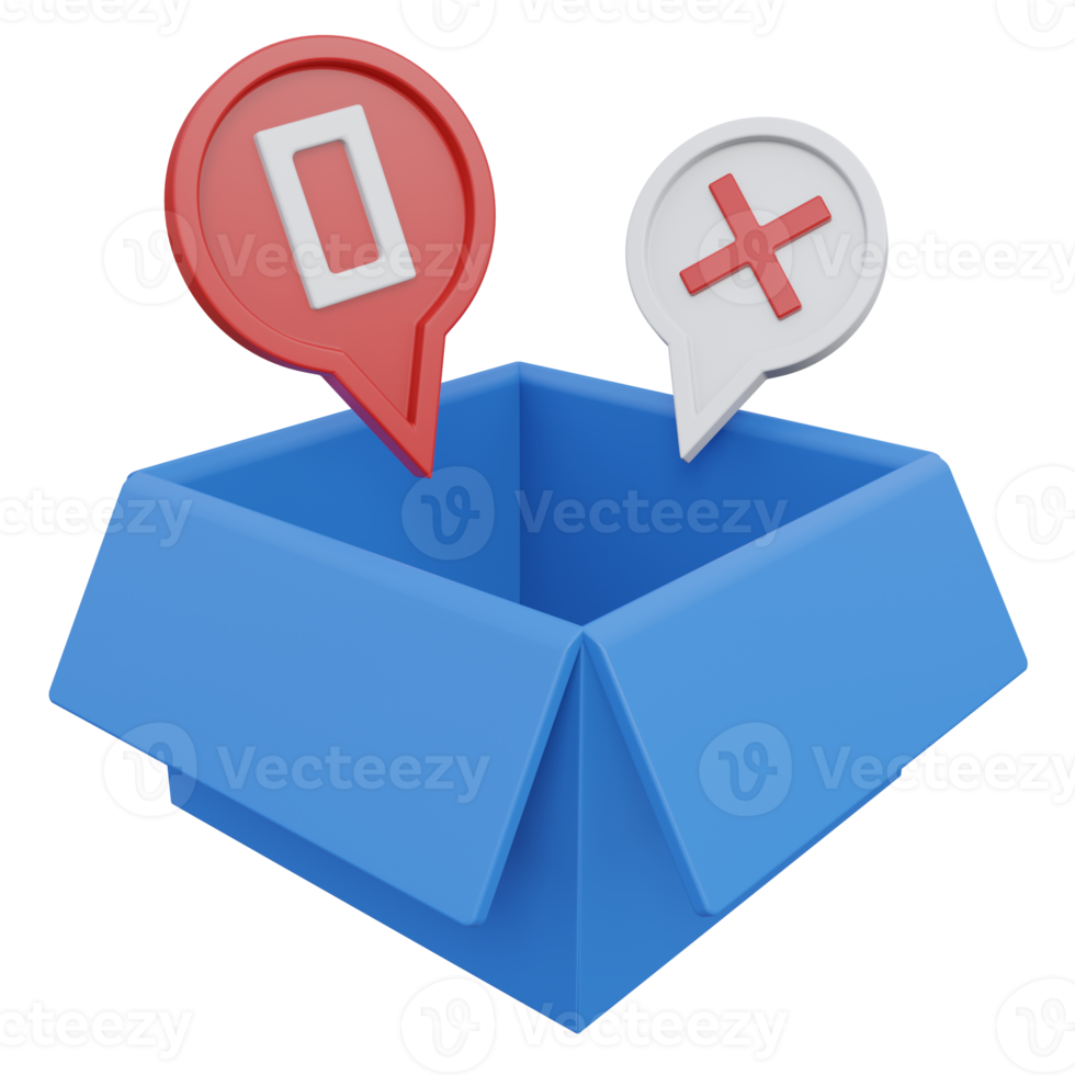 empty box 3d render icon illustration with transparent background, empty state png