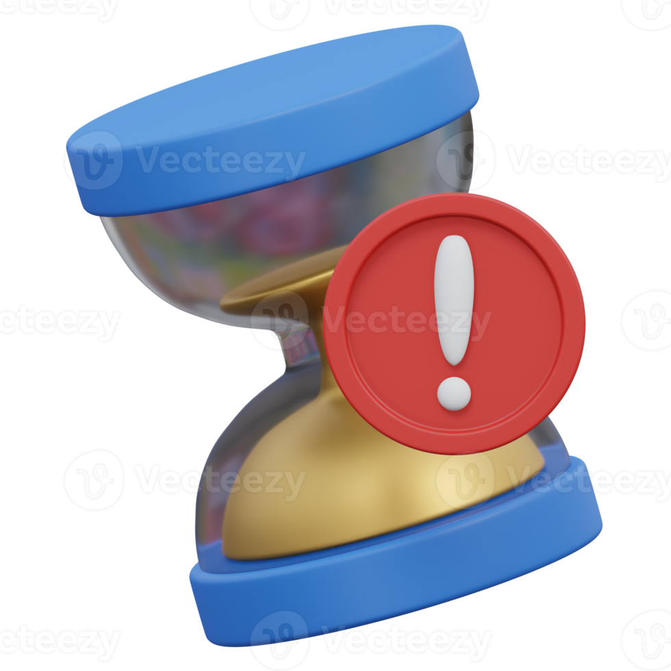 expired time warning 3d render icon illustration with transparent background, empty state png