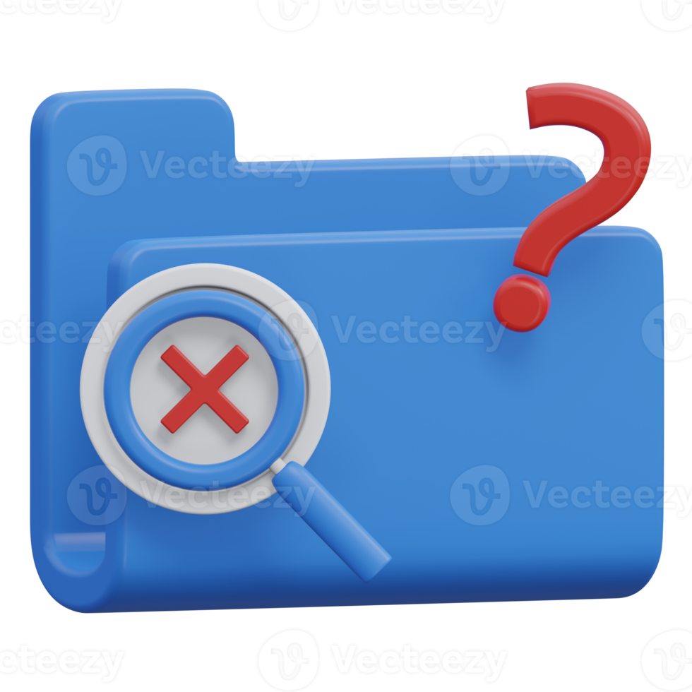file not found 3d render icon illustration with transparent background, empty state png