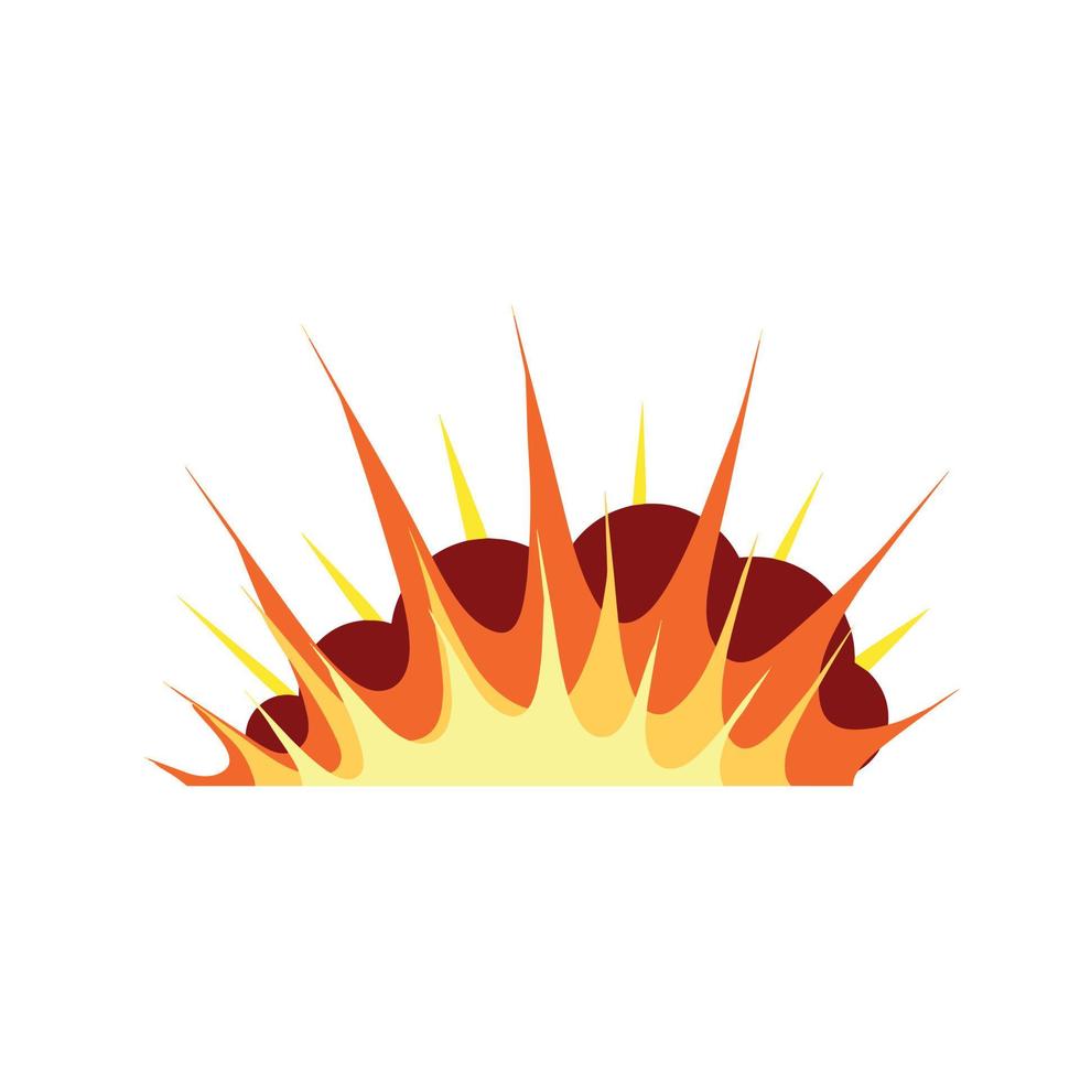 Comic boom explosion. Big cartoon fireball. Fire bang and exploding symbol isolated on white vector