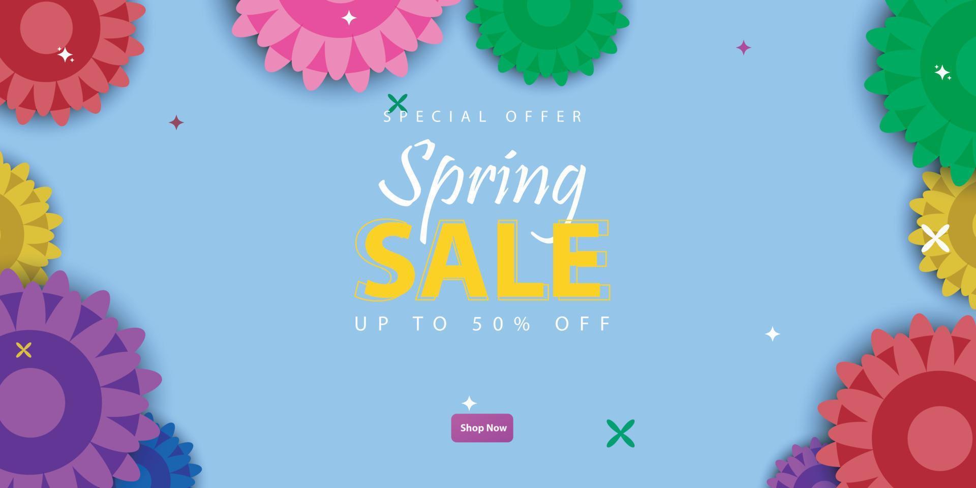 Spring Sale with Blossom Flowers Cover Template Flat Design Illustration Editable of Square Background for Social Media or Greeting Card vector