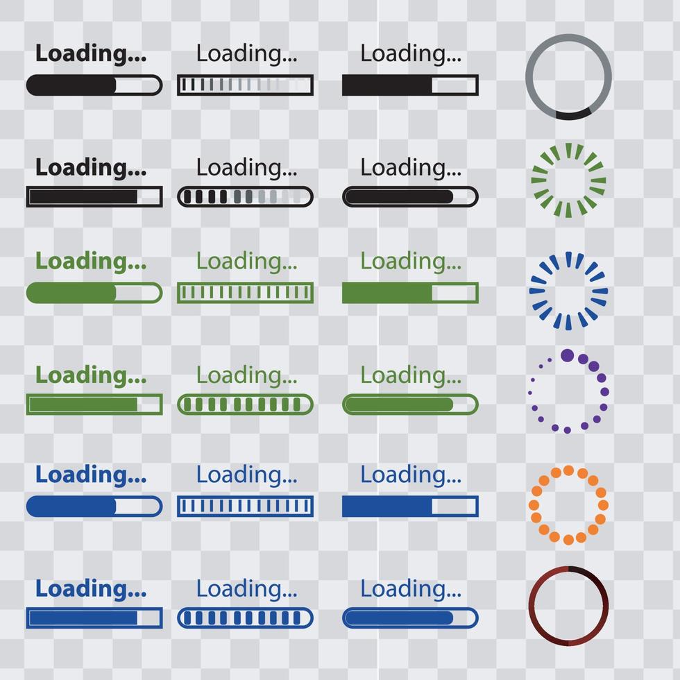 vector conjunto el cargando icono. carga. carga icono. antecedentes. cargando vector icono