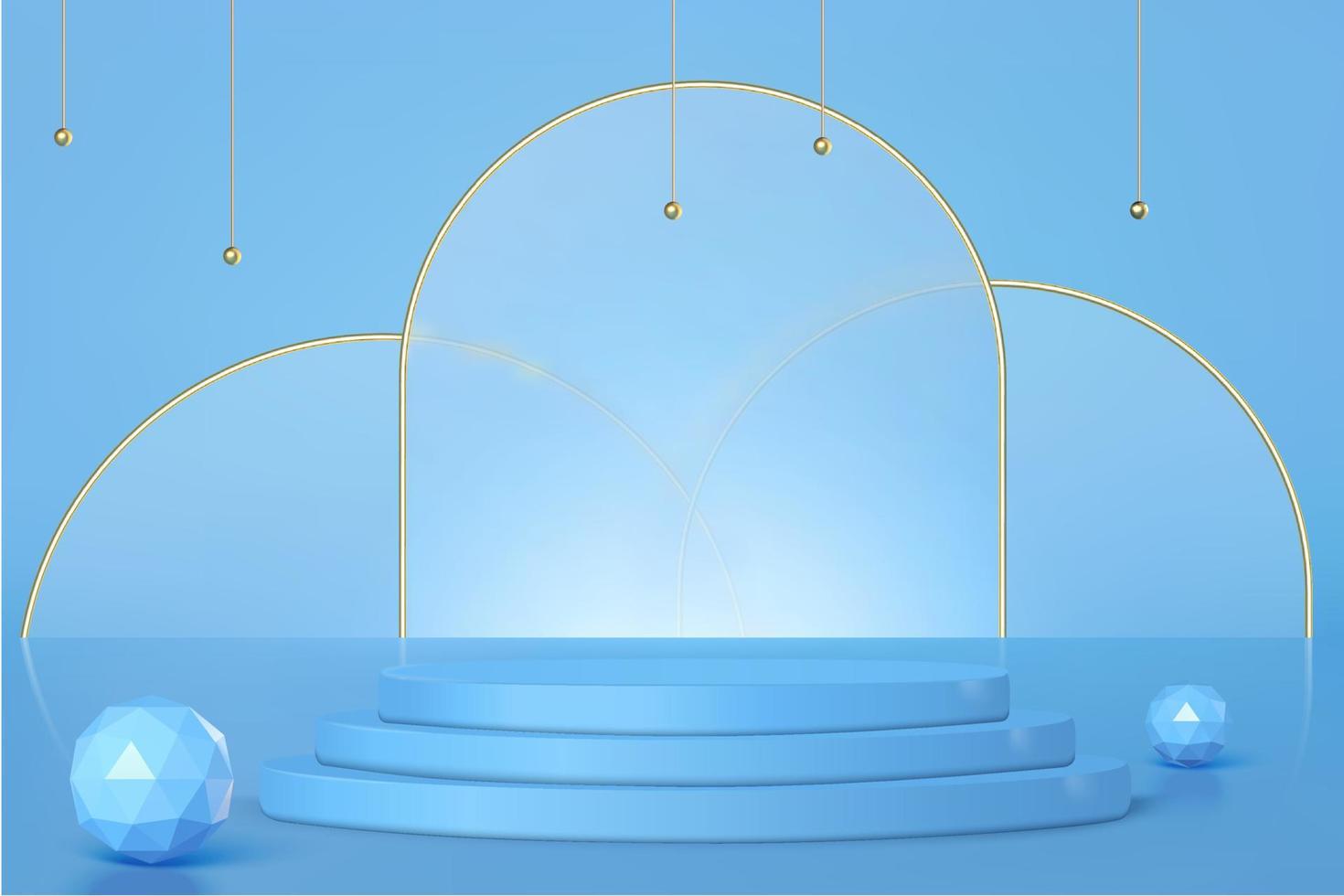 Podium pedestal display scene with golden arches vector